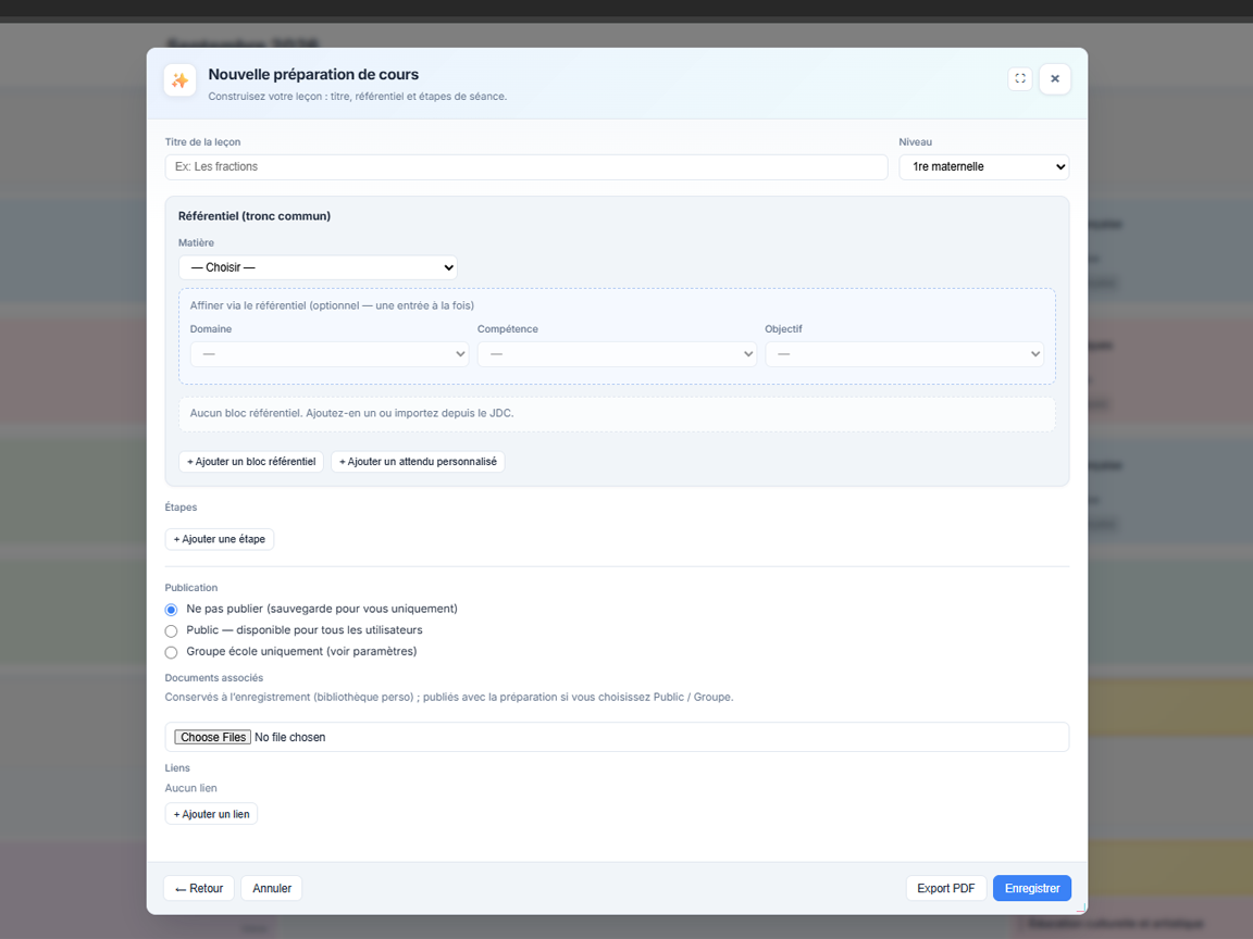 Préparation de cours dans le JDC Weeklio
