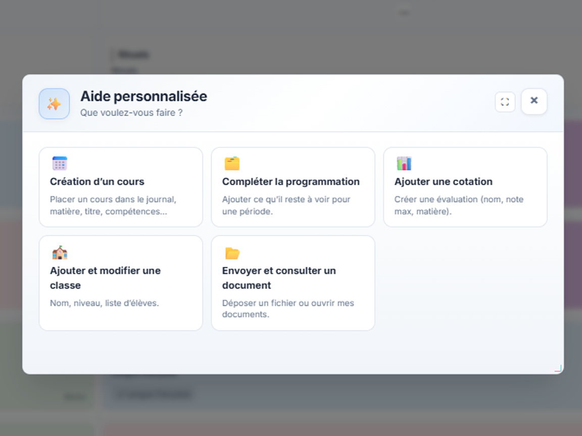 Export et organisation de la classe dans Weeklio
